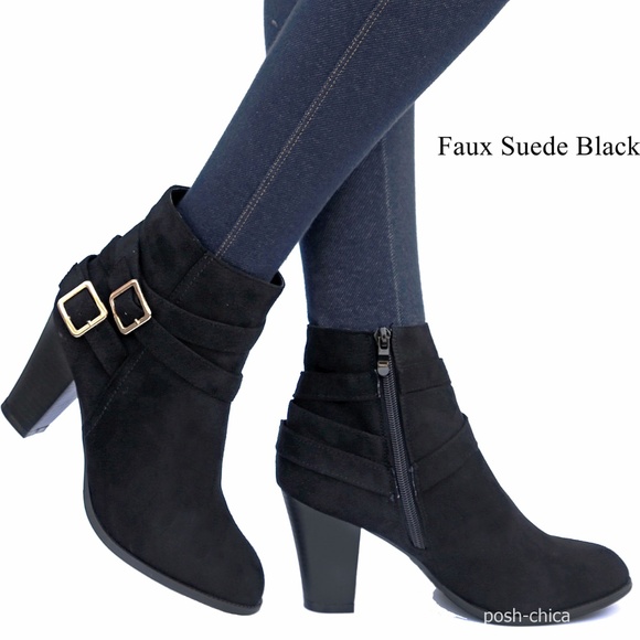 Shoes New Black Strap Ankle Booties Heel Boots 85 1 Poshmark